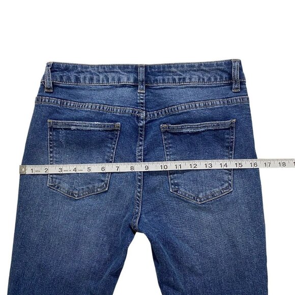 Harper Cropped Jeans Womens Size 29 Blue Mid Rise Medium Wash Ripped Denim - Picture 9 of 11